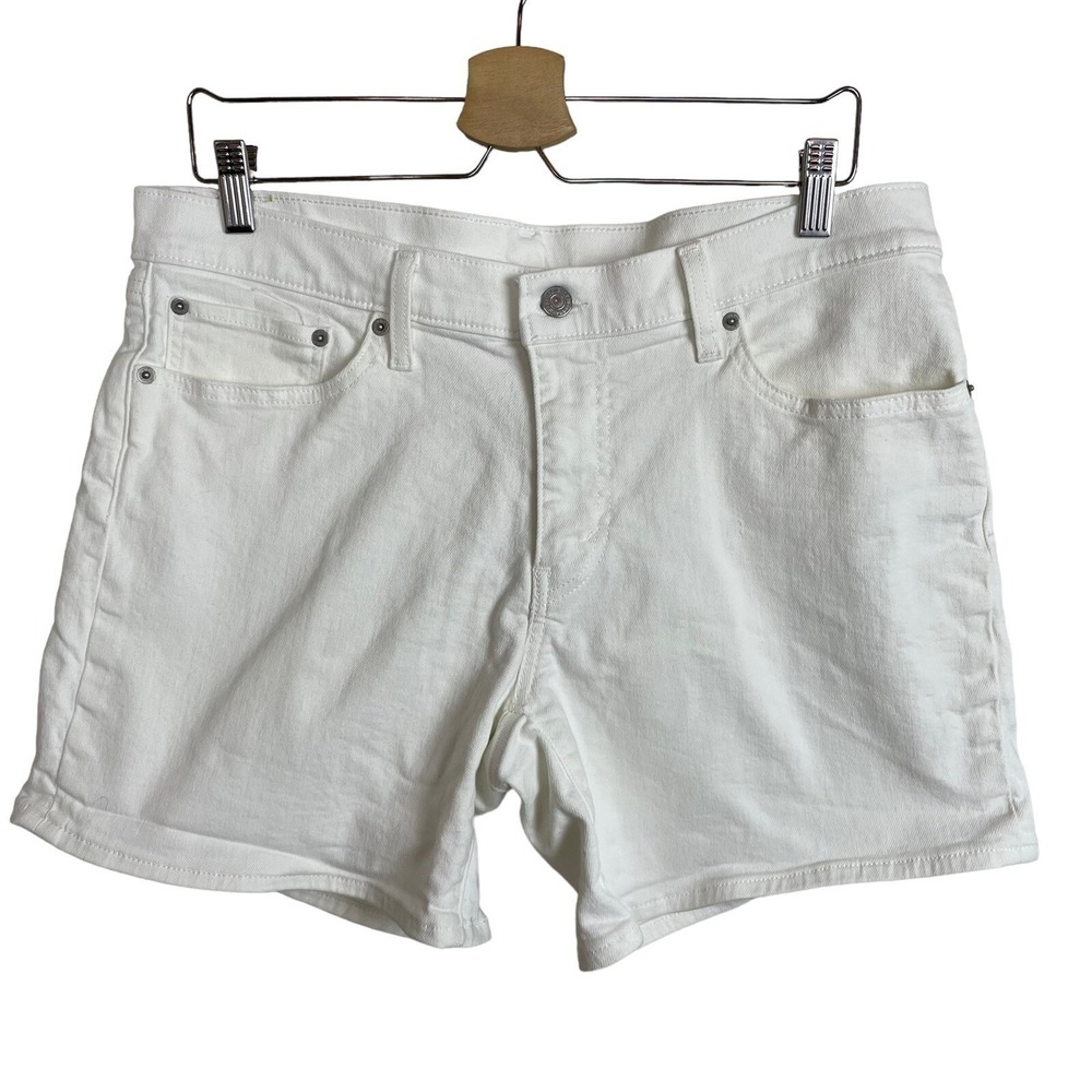 Levis Women's White Denim Short Shorts Size 33 XL Coastal‎ Festival Casual